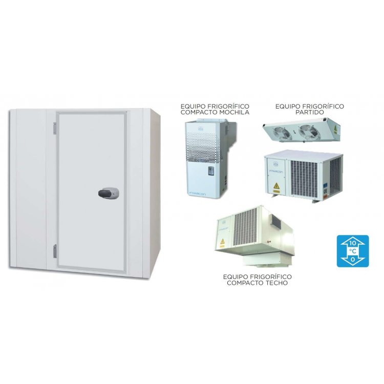 Cámara Frigorífica Temperatura Positiva dim.ext.2170x1770x2000h mm con suelo, aislamiento de 85mm, puerta pivotante de luz 1830X