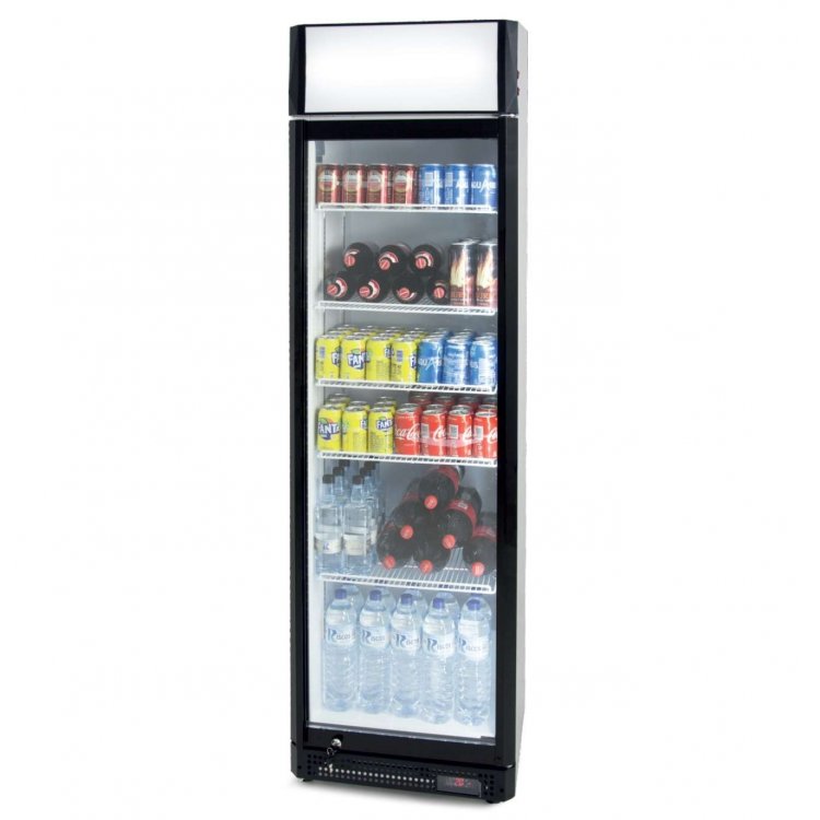 Armario Expositor Refrigerado 410 litros Puerta de Vidrio de 580 x610 x1980h mm PEKIN CS410SB con cabezal luminoso
