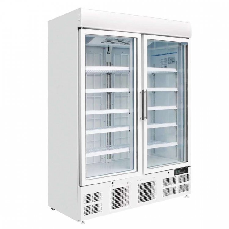 Expositor Congelados 920 litros 2 Puertas de Vidrio Pivotantes de 1370 x745x2045h mm GH507