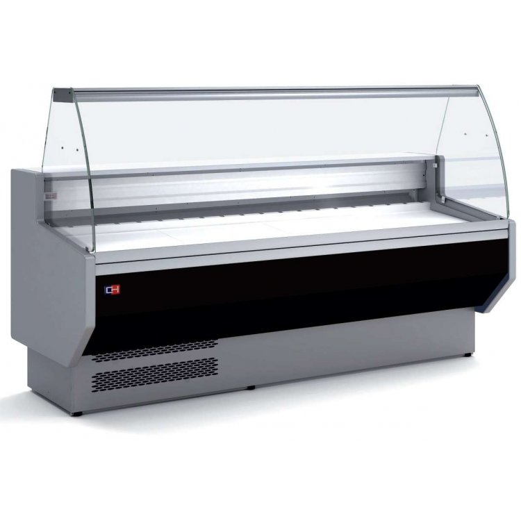 Vitrina Refrigerada Expositora Cristal Curvo con Reserva Decoración Negra Fondo 800 de 2025 x800 x1235h mm BADAJOZ VEC200
