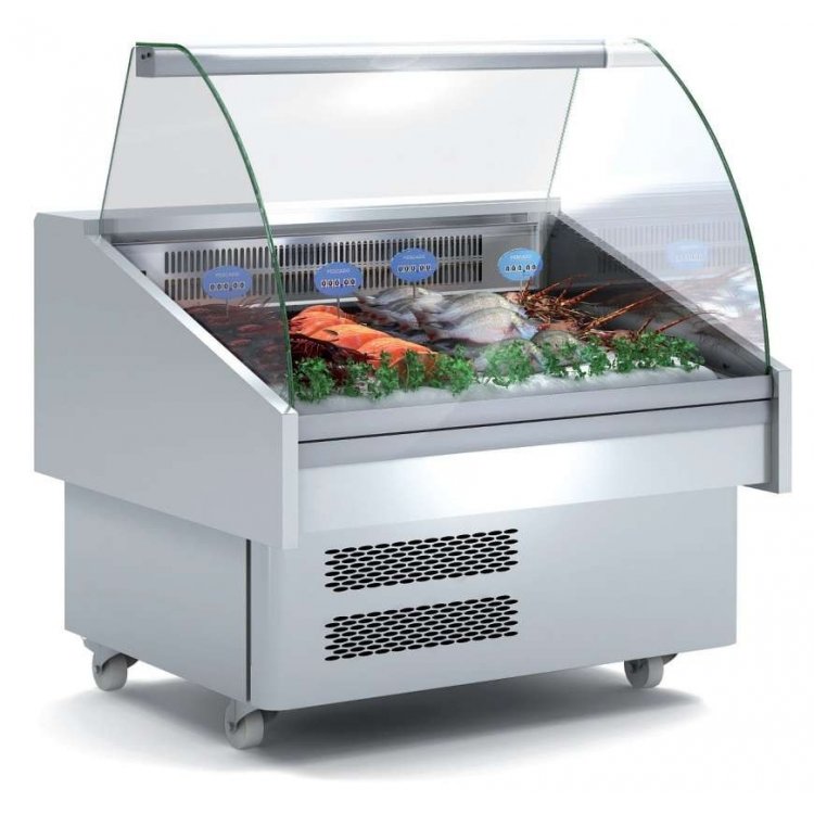 Vitrina Expositora Refrigerada Pescado / Marisco evaporador estático dim.1285x915x1185h mm Línea Córdoba EEC-130-CC Vitrina Expositora Refrigerada Pescado / Marisco evaporador estático dim.1285x915x1185h mm Línea Córdoba EEC-130-CC