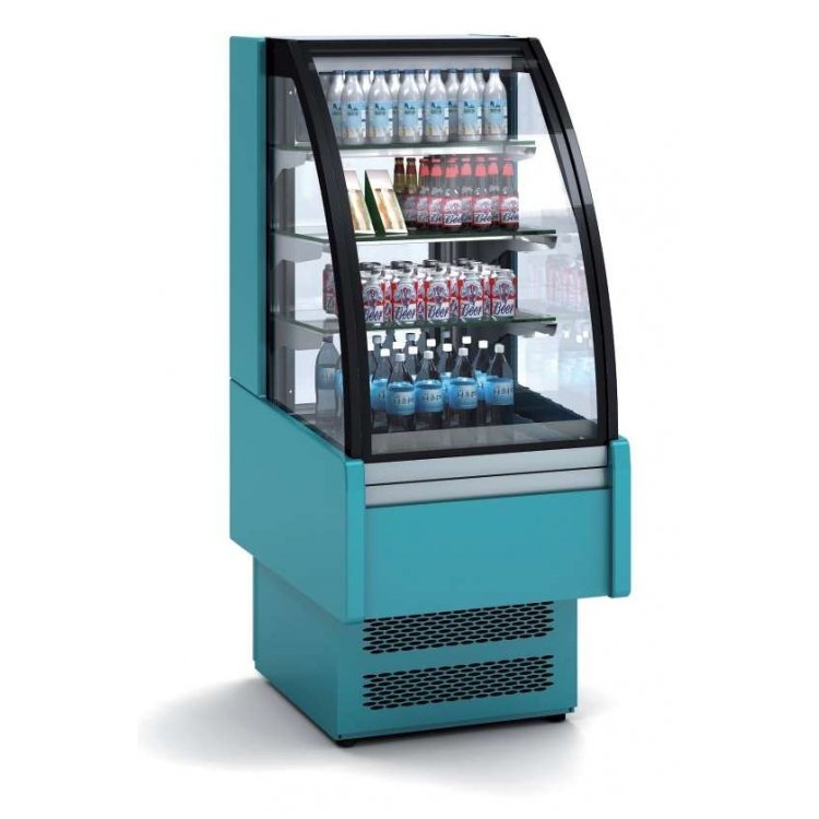 Vitrina Expositora Refrigerada Ventilada Cristal Curvo para snack dim.600x730x1379h mm Línea Córdoba VV-6-6-C