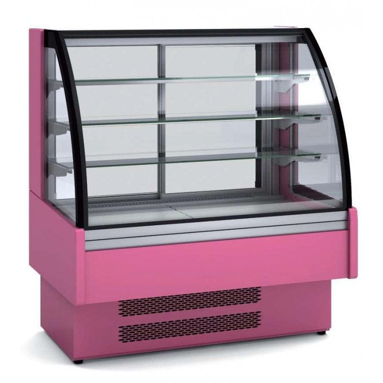 Vitrina Expositora Refrigerada Ventilada Cristal Curvo para snack dim.1650x730x1379h mm Línea Córdoba VV-6-16-C