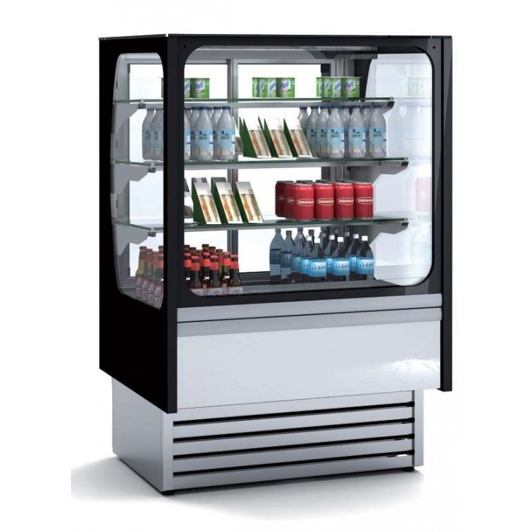 Vitrina Expositora Refrigerada Ventilada Cristal Recto Mostrador dim.1280x710x1380h mm Línea Córdoba VV-6-13-RG