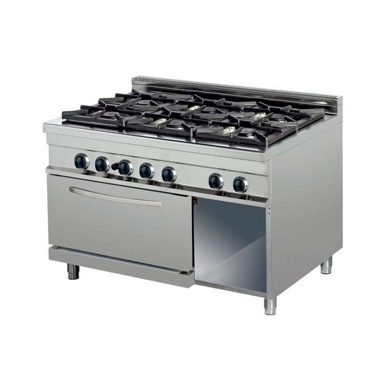 Cocina a gas 6 fuegos 6x6kw con horno de 6Kw1200x700x290h mm GR732 Línea Estambul Cocina a gas 6 fuegos 6x6kw con horno de 6Kw1200x700x290h mm GR732 Línea Estambul