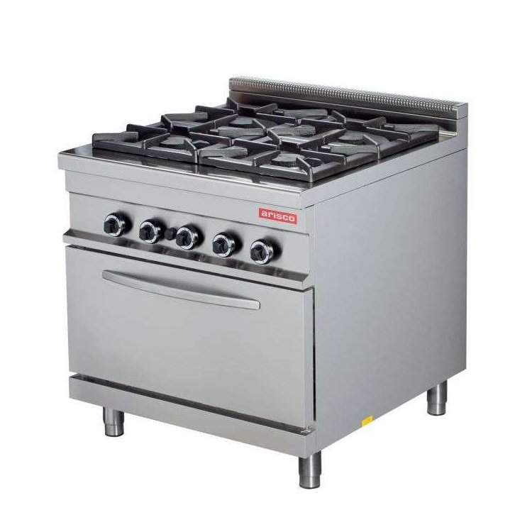 Cocina a gas 4 fuegos 4x8kw con horno 7,5kw 850x900x900h mm GR922 Línea Estambul