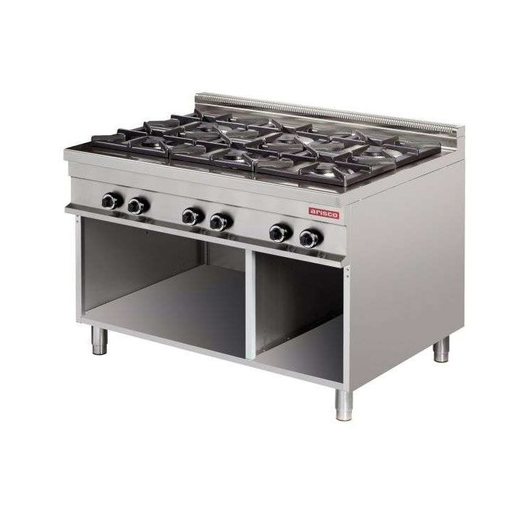 Cocina a gas 6 fuegos 6x8kw 1275x900x900h mm GR931 Línea Estambul Cocina a gas 6 fuegos 6x8kw 1275x900x900h mm GR931 Línea Estambul