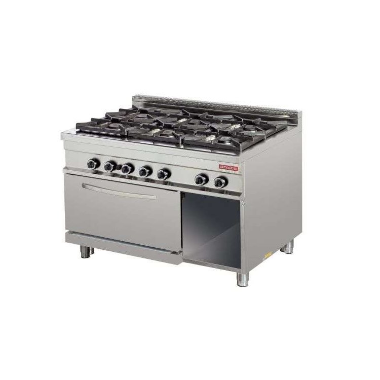 Cocina a gas 6 fuegos 6x8kw con horno 7,5kw 1275x900x900h mm GR932 Línea Estambul Cocina a gas 6 fuegos 6x8kw con horno 7,5kw 1275x900x900h mm GR932 Línea Estambul