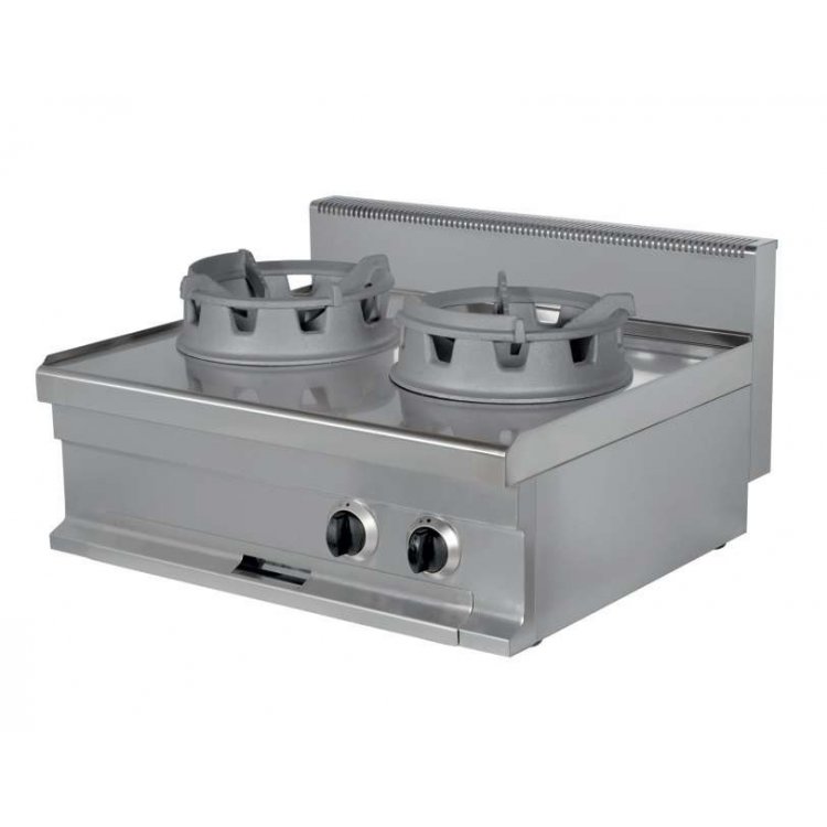 Cocina Wok a gas sobremesa 2 fuegos 16 kw 400x700x290h mm WR721S Línea Estambul