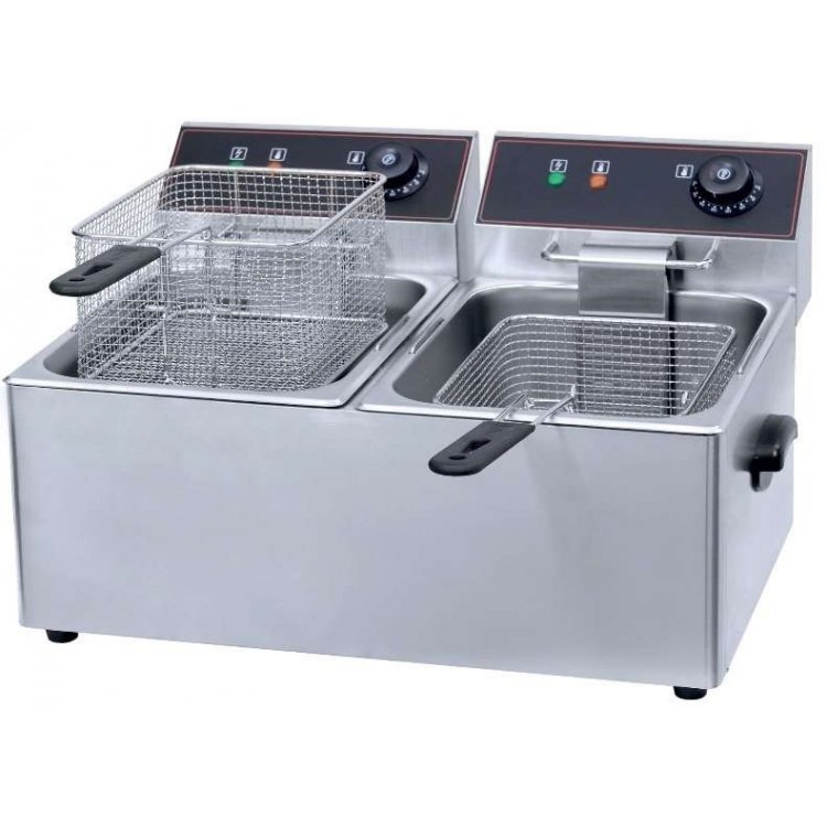 Freidora Eléctrica 10 + 10  litros SIN Grifo de 540 x425 x350h mm PEKIN IEF-8L-2-EGO