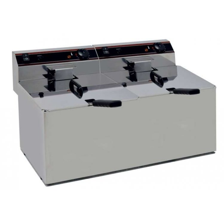 Freidora Eléctrica capacidad 12+12l pot.7,5+7,5 Kw sin Grifo de Vaciado trifásica línea Badajoz EVO1212TR Freidora Eléctrica capacidad 12+12l pot.7,5+7,5 Kw sin Grifo de Vaciado trifásica línea Badajoz EVO1212TR