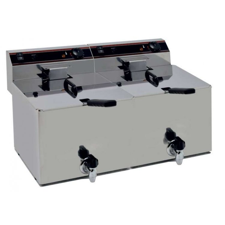Freidora Eléctrica capacidad 12+12l pot.7,5+7,5 Kw con Grifo de Vaciado trifásica línea Badajoz EVO1212GTR