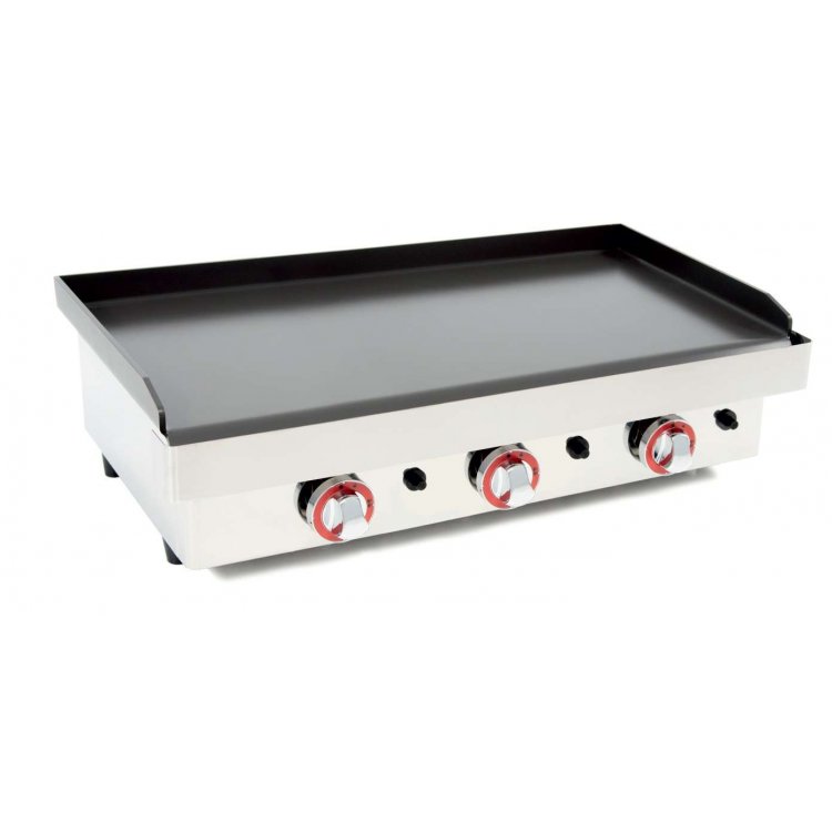 Plancha a Gas Acero Laminado 6mm con recubrimiento cerámico antiadherente 9,6Kw superficie útil 800x400mm línea Badajoz NANOTEC8