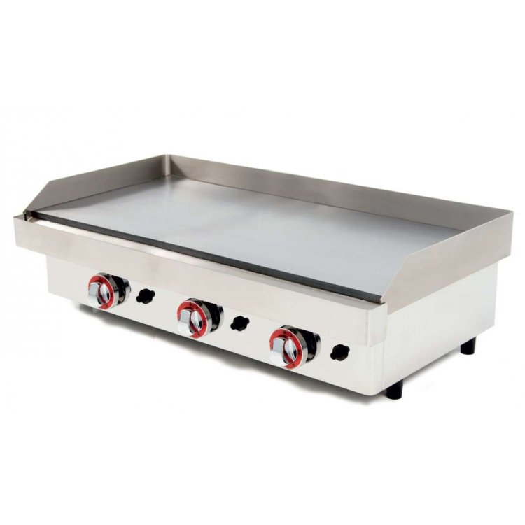 Plancha a Gas Acero Rectificado 15mm pot.9,6Kw dim.810x457x240h mm línea Badajoz 80PGR
