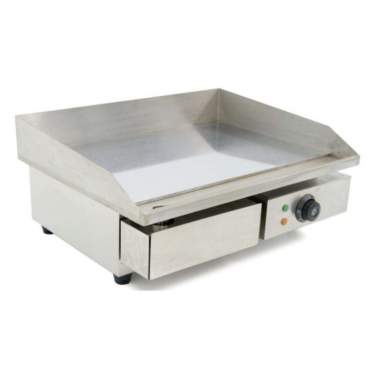 Plancha Eléctrica Acero 10 mm Económica Con Baño de Cromo Duro de 550 x450 x240h mm PEKIN IEG-818C- 18 KG
