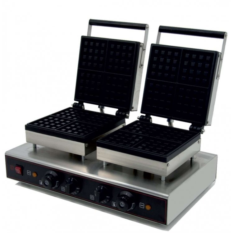 Máquina de gofres Doble eléctrica 3,2KW 570X380X230h mm Máquina de gofres Doble eléctrica 3,2KW 570X380X230h mm
