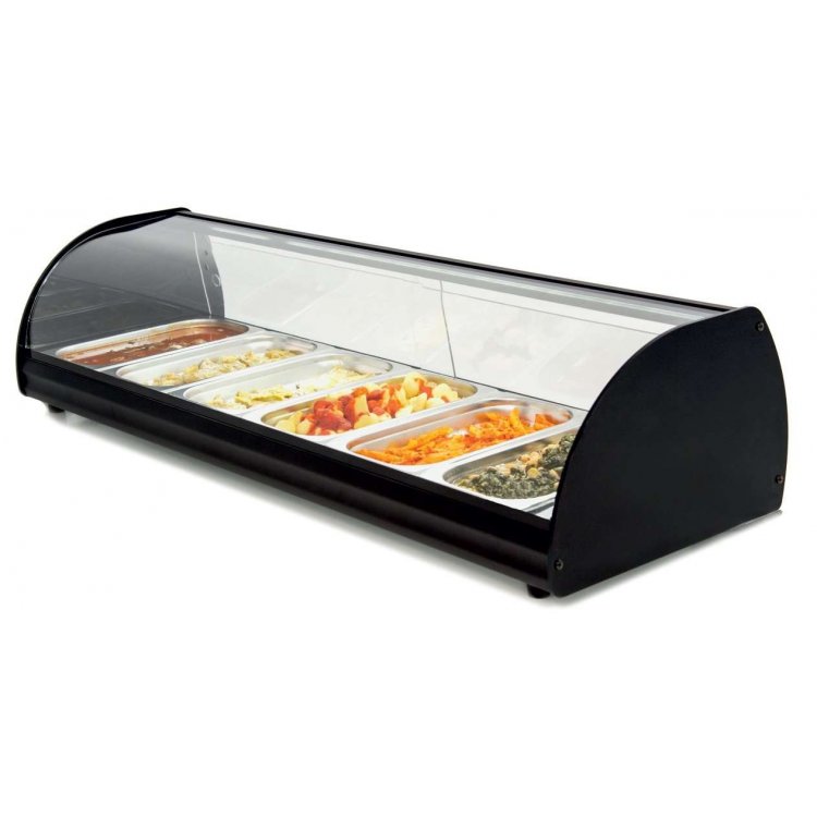 Vitrina Caliente Multifunción de 6 bandejas GN1/3-40 dim.1145x390x287h mm Línea Badajoz 6CT