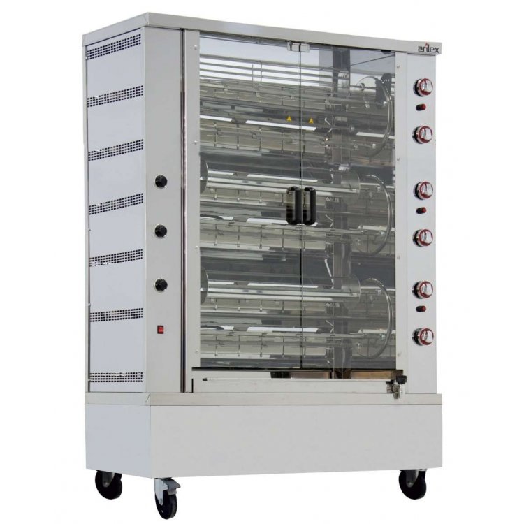 Asador de Pollos a Gas Rotativo Planetario 12 espadas (no incluidas)Línea Badajoz 12ASG-RP