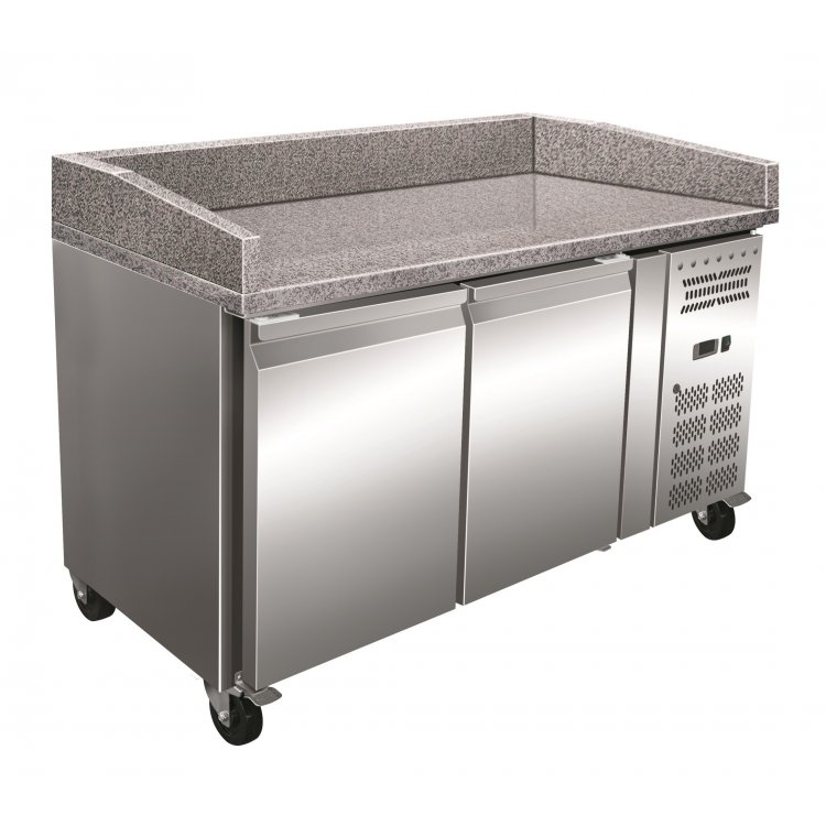 Mesa Euronorm 2 Puertas Preparación Pizzas con Encimera de Granito de 1515 x800 x1000h mm PEKIN PZ2600TN