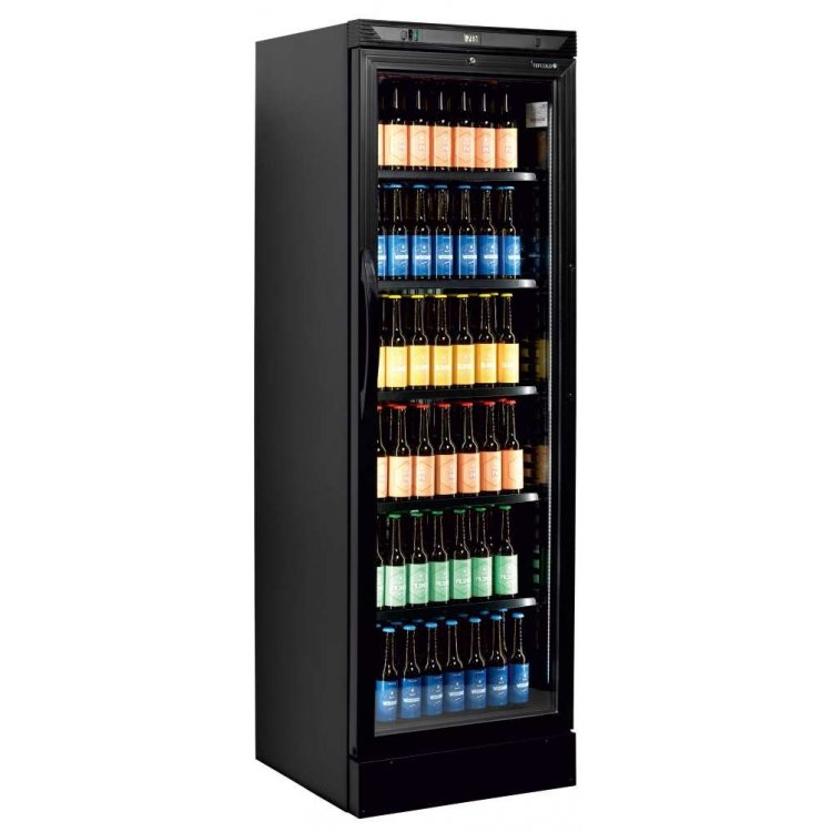 Armario Refrigerado 1 puerta de cristal color NEGRO 595x640x1840h mm Línea VIBORG CEV425-I BLACK
