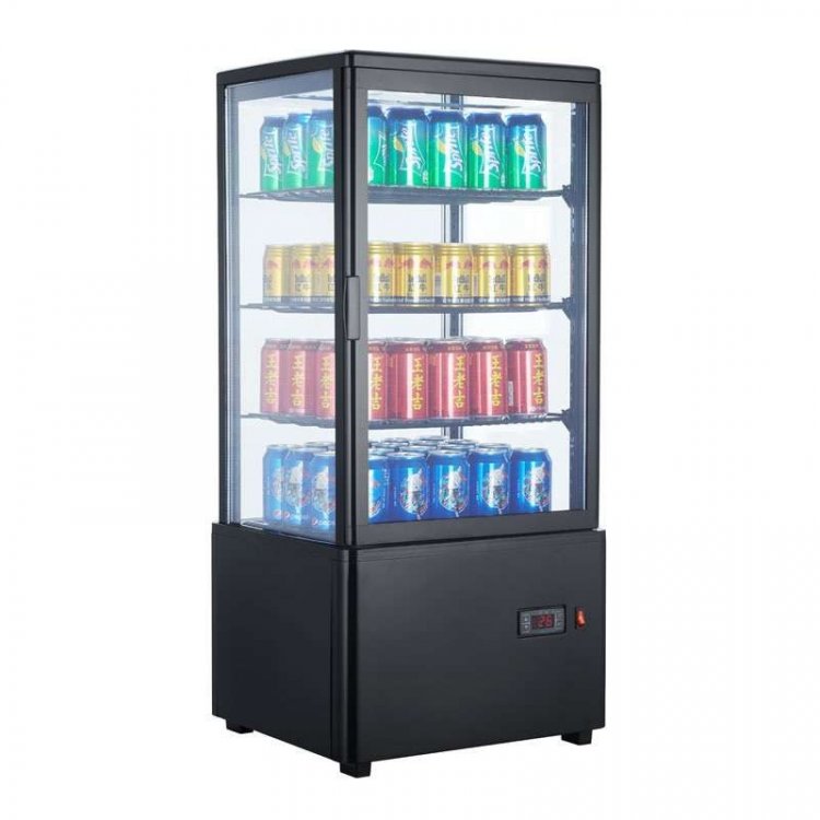 Expositor Refrigerado 4 Caras 78 litros Negro de 447x400x969h mm Línea Pekín XC78L-N