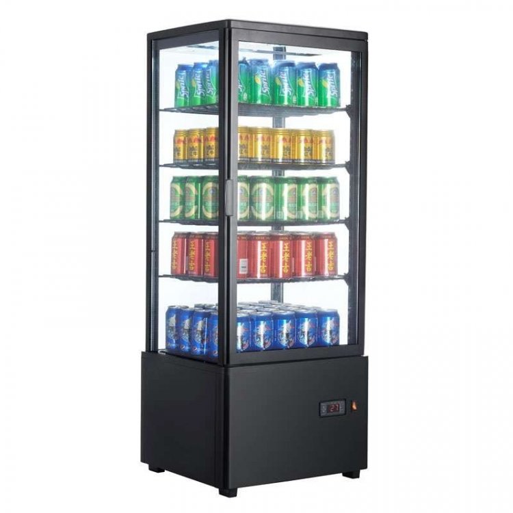 Expositor Refrigerado 4 Caras 98 litros Negro de 447x400x1199h mm Línea Pekín XC98L-N
