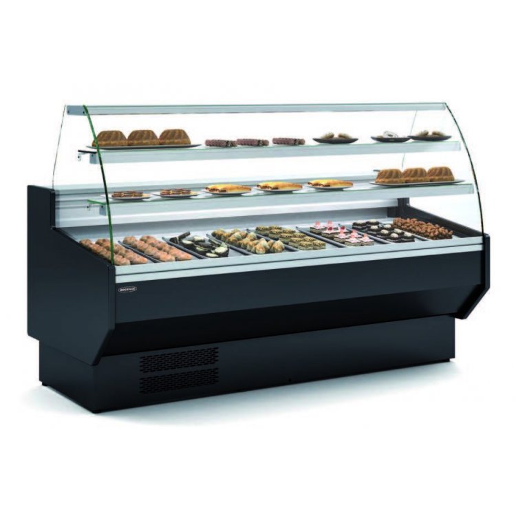 Vitrina Refrigerada Cristal Curvo pastelería Fondo 900 dim.2525x940x1235h mm Línea Córdoba VEPD-9-25-C Vitrina Refrigerada Cristal Curvo pastelería Fondo 900 dim.2525x940x1235h mm Línea Córdoba VEPD-9-25-C