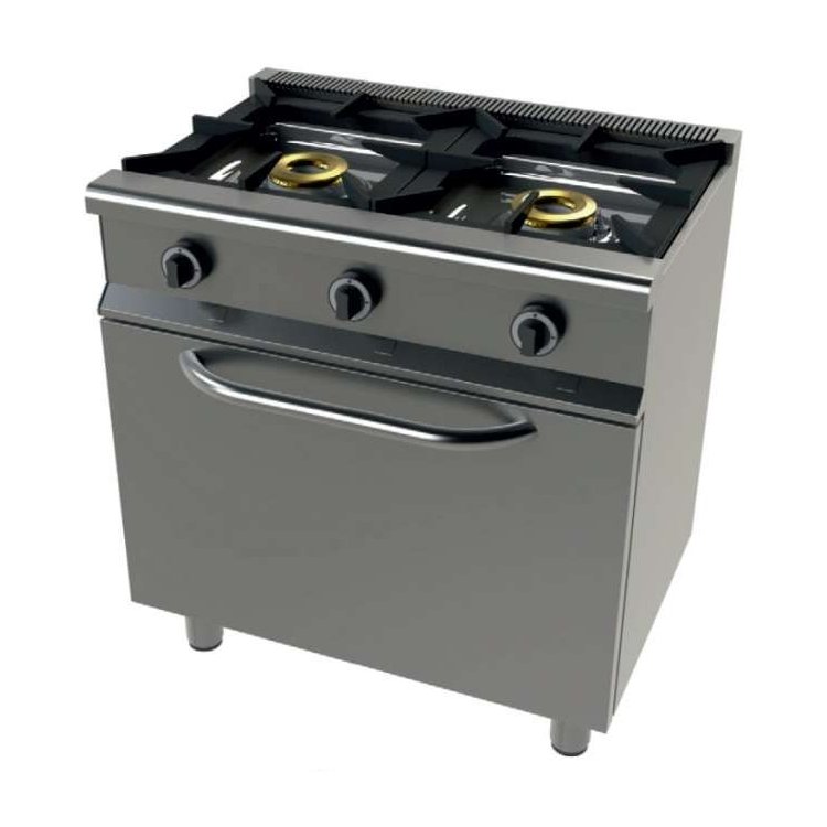 Cocina a gas con horno GN1/1 4,5 Kw, 2 fuegos 8+8 Kw SerIe 550 JUNEX con medidas 800x550x850h mm 6201/1