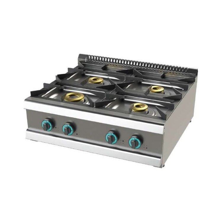 Cocina a gas sobremesa de 4 fuegos 8+4,5+6+6 Kw SerIe 700 JUNEX con medidas 800x730x240h mm FO7N400B