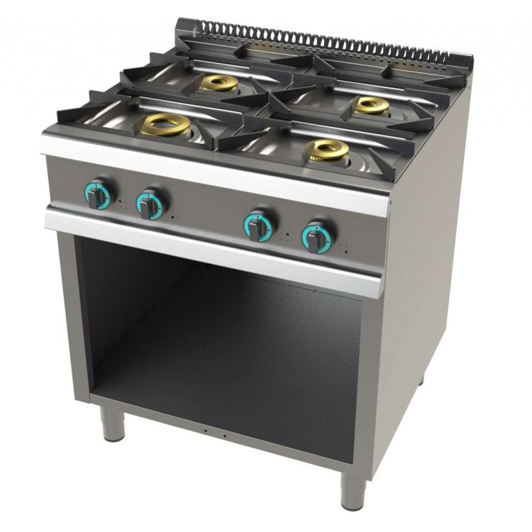 Cocina a gas con mueble de 4 fuegos 4,5+8+2x6 Kw Serie 900 JUNEX con medidas 800x900x900h mm 9400/3