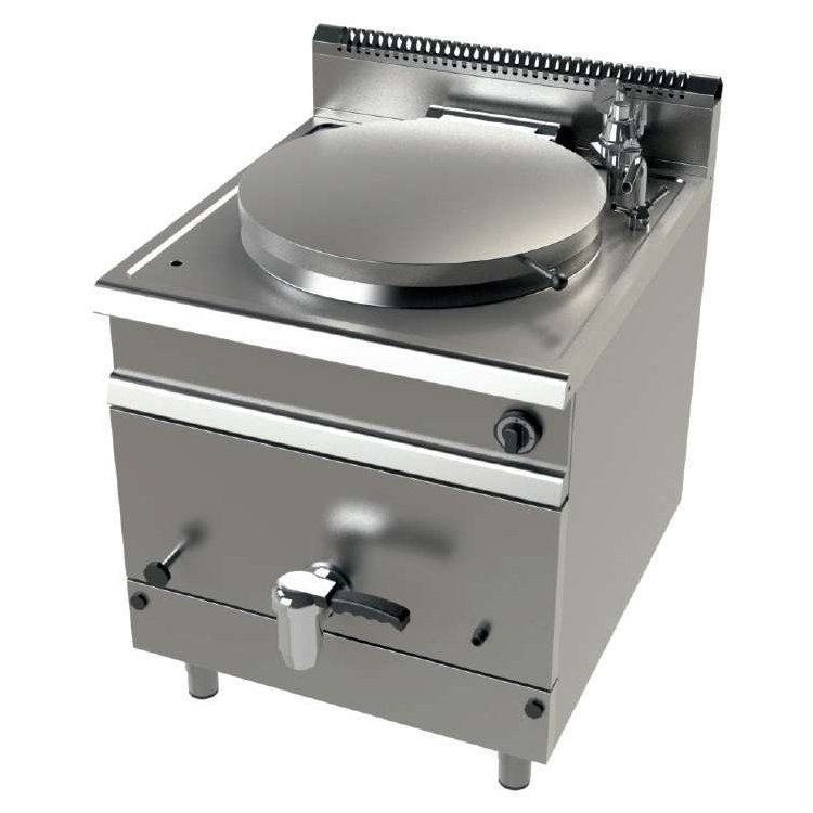 Marmita a gas 140 litros calentamiento directo 21 Kw Serie 900 JUNEX con medidas 800x900x900h mm MG9C150D