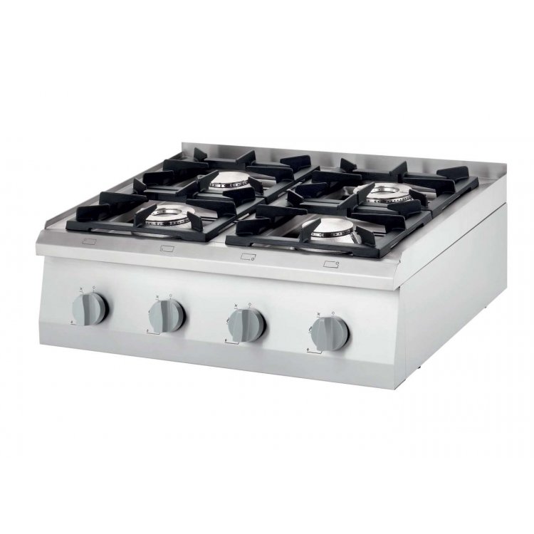 Cocina a gas sobremesa 4 fuegos 800x700x250h mm 2x5+2x7 Kw Línea Varsovia Cocina a gas sobremesa 4 fuegos 800x700x250h mm 2x5+2x7 Kw Línea Varsovia