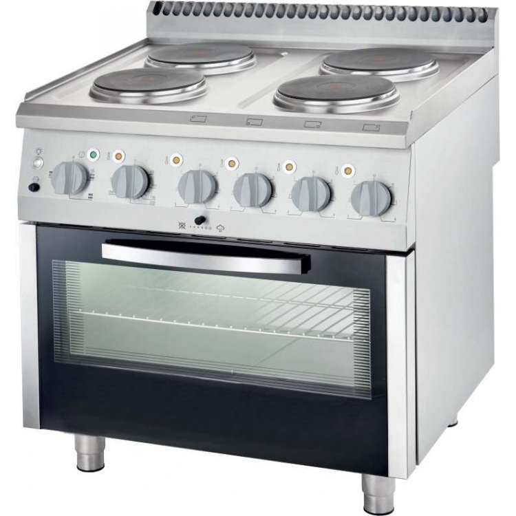 Cocina eléctrica con horno convección 4 zonas 800x700x850h mm 4x2,6Kw Línea Varsovia