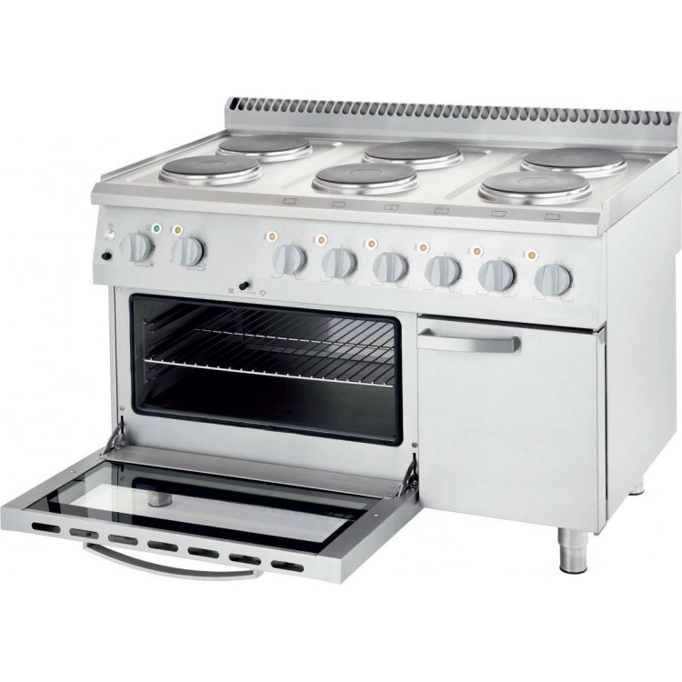 Cocina eléctrica con horno convección 6 zonas 1200x700x850h mm 6x2,6Kw Línea Varsovia