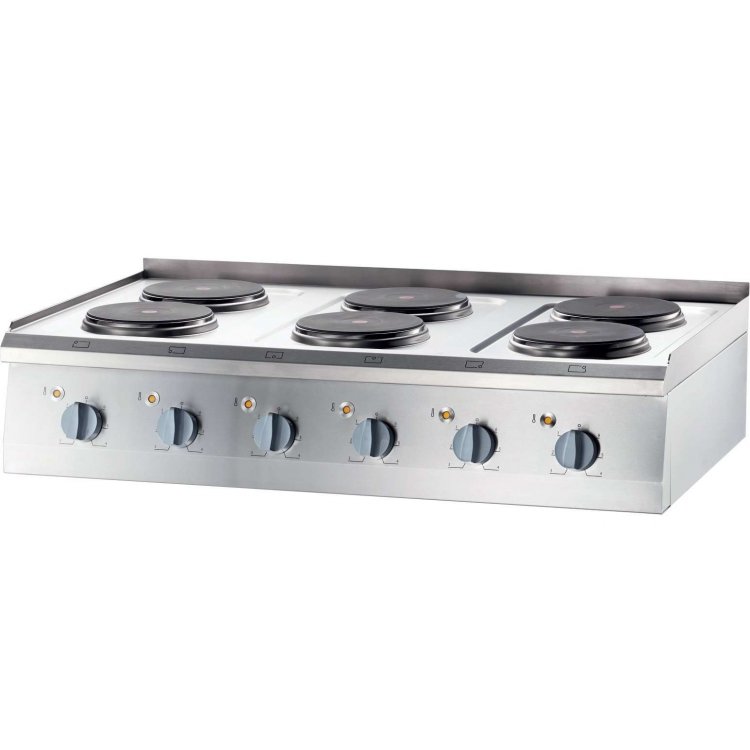 Cocina eléctrica sobremesa 6 zonas 1200x700x850h mm 6x2,5Kw Línea Varsovia