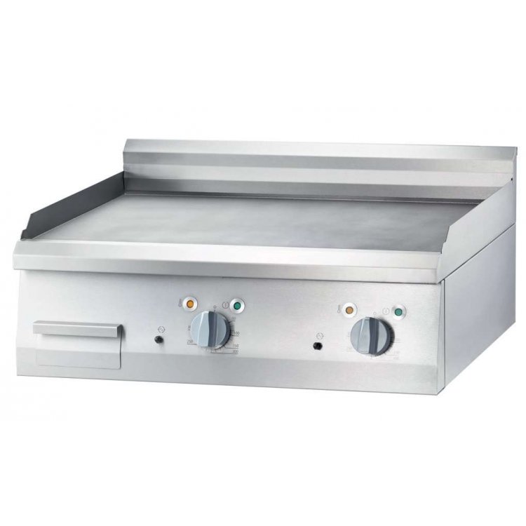 Fry top eléctrico acero rectificado sobremesa placa lisa 800x700x250h mm 8,1Kw Línea Varsovia