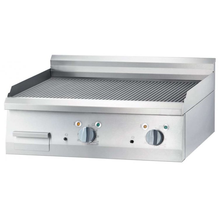 Fry top eléctrico acero rectificado sobremesa placa ranurada/lisa 800x700x250h mm 8,1Kw Línea Varsovia