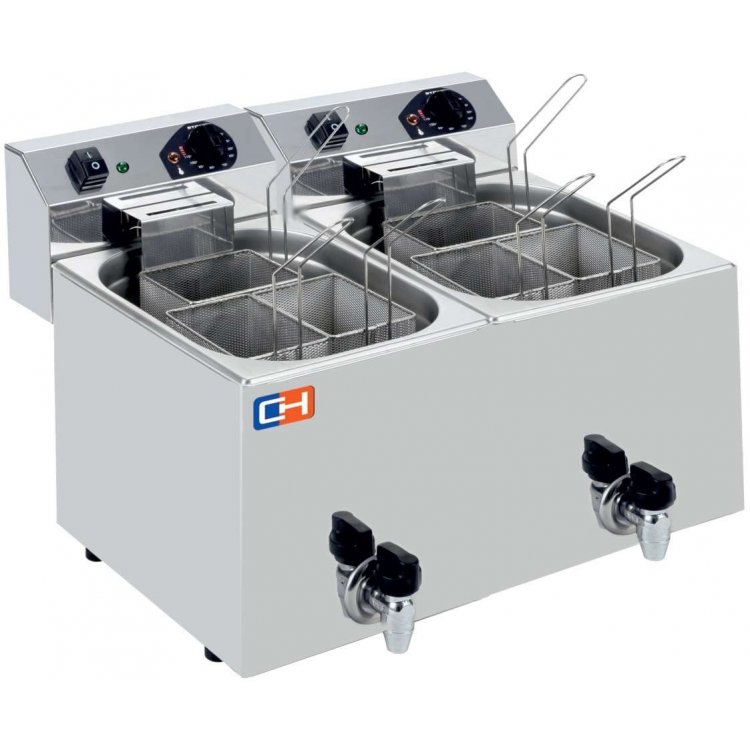 Cuecepasta Eléctrico Profesional 7+7 litros con 3+3 cestas 530x460x370h mm CP77L