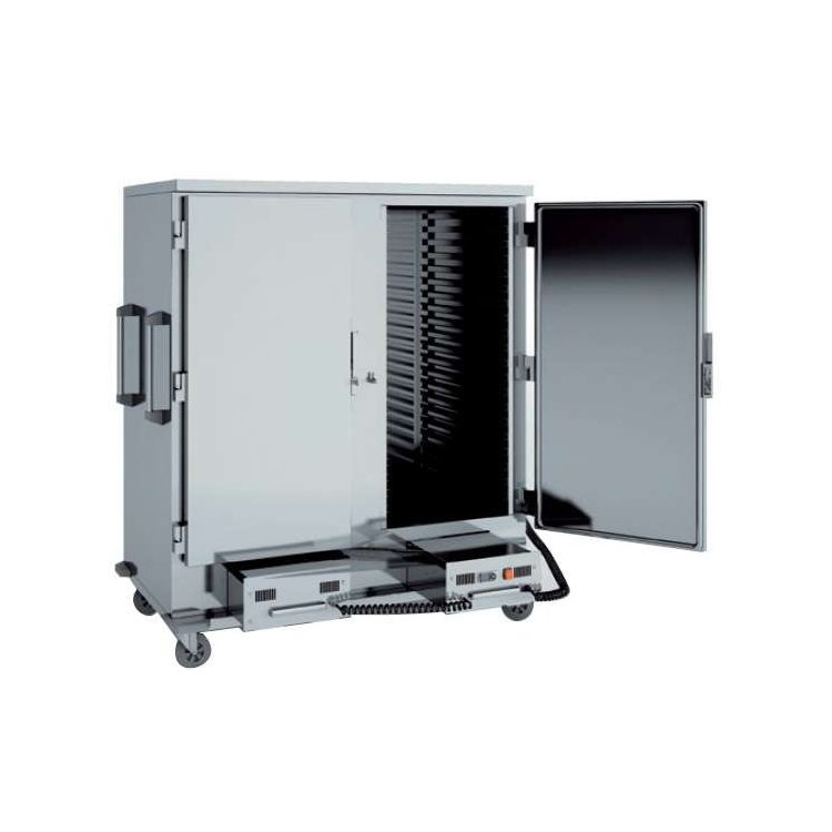 Carro Caliente Alto Doble Cuerpo 44 bandejas GN2/1 de 1455x845x1675h mm CC-44GN
