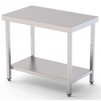 Mesa de Trabajo Acero inoxidable Central Con 1 Estante 2400x500x850h mm WTC150240S1