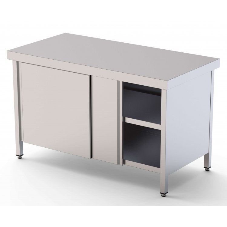Mesa de Trabajo Acero inoxidable Central Con Puerta Corredera a 1 cara 2600x600x850h mm WTC160260SD