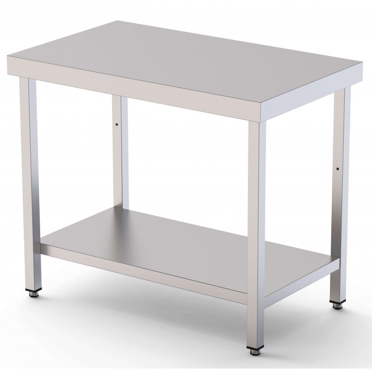 Mesa de Trabajo Acero inoxidable Central Con 1 Estante 1200x800x850h mm WTC180120S1