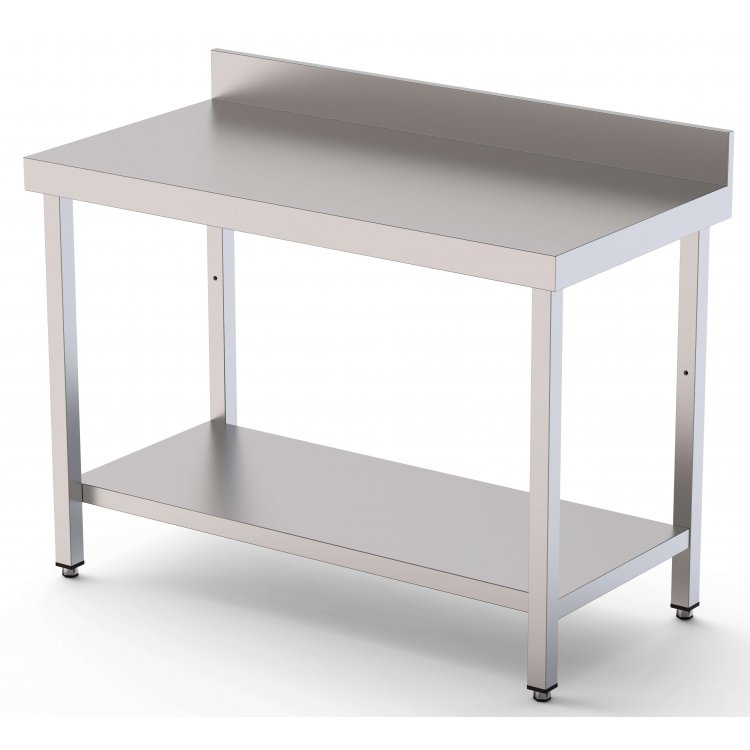 Mesa de Trabajo Acero inoxidable Mural Con 1 Estante 1600x800x850h mm WTW180160S1