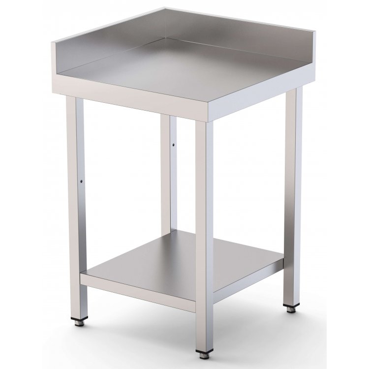 Mesa de Trabajo Acero Inoxidable Angular Para Composiciones en L Con 1 Estante 600x600x850h mm WTW160060C1