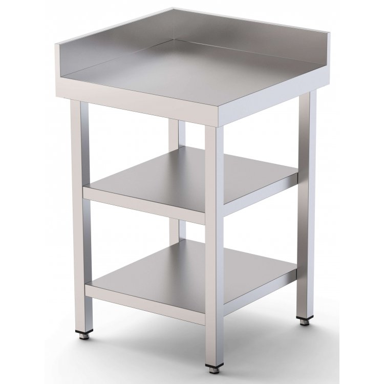 Mesa de Trabajo Acero Inoxidable Angular Para Composiciones en L Con 2 Estante 600x600x850h mm WTW160060C2