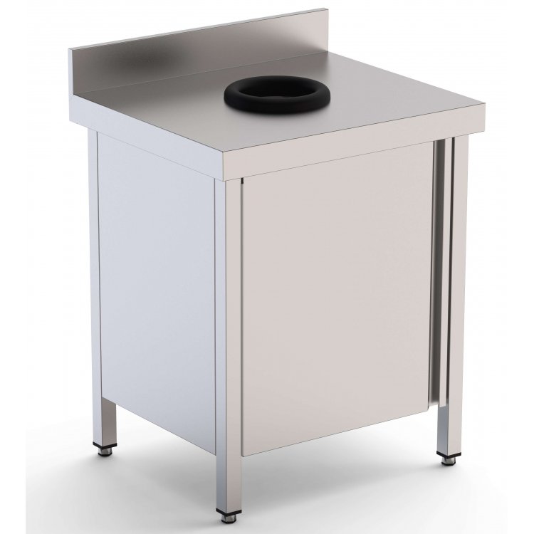 Mesa de Trabajo Acero Inoxidable Mural Con Puerta y Aro Desbarazado 700x600x850h mm WTW160070WD