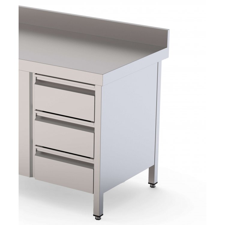 Módulo de 3 Cajones Acero Inoxidable Para Mesa Fondo 700 400x610x590h mm WTA070040D3