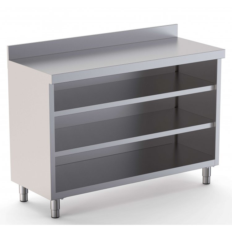 Mueble Estantería Acero Inoxidable Fondo 350 Con 2 Estantes 1500x350x1050h mm DT3501500S2