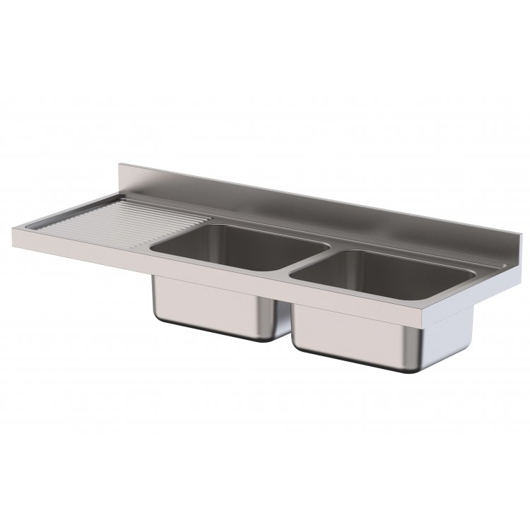 Fregadero Acero Inoxidable 2 Cubas Derecha Fondo 600 Sin Mueble 2000x600x250h mm IS1620R2000 Fregadero Acero Inoxidable 2 Cubas Derecha Fondo 600 Sin Mueble 2000x600x250h mm IS1620R2000