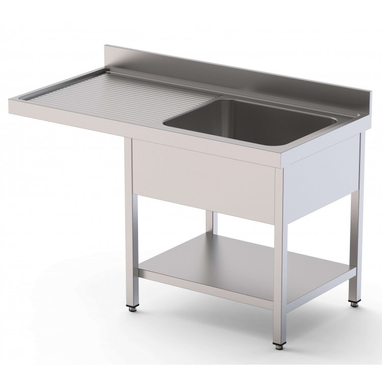 Fregadero Acero Inoxidable 2 Cubas Derecha Para Lavavajillas Fondo 700 Con Estante 1800x700x850h mm IS1718R2DW1